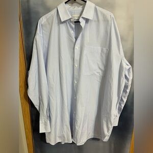 Top Man oversized blue striped shirt NWT says size Medium but PTP is 30”